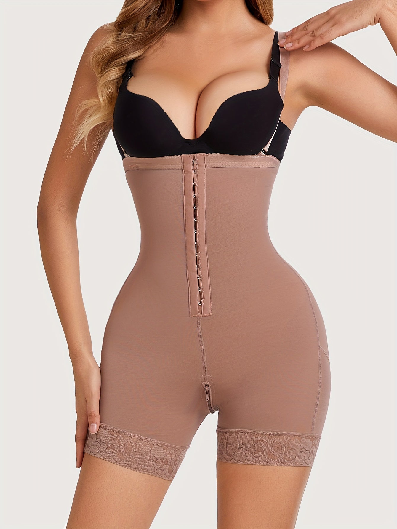Shapewear Jumpsuit with Adjustable Shapepants and Lace Details for Lingerie and Shaping