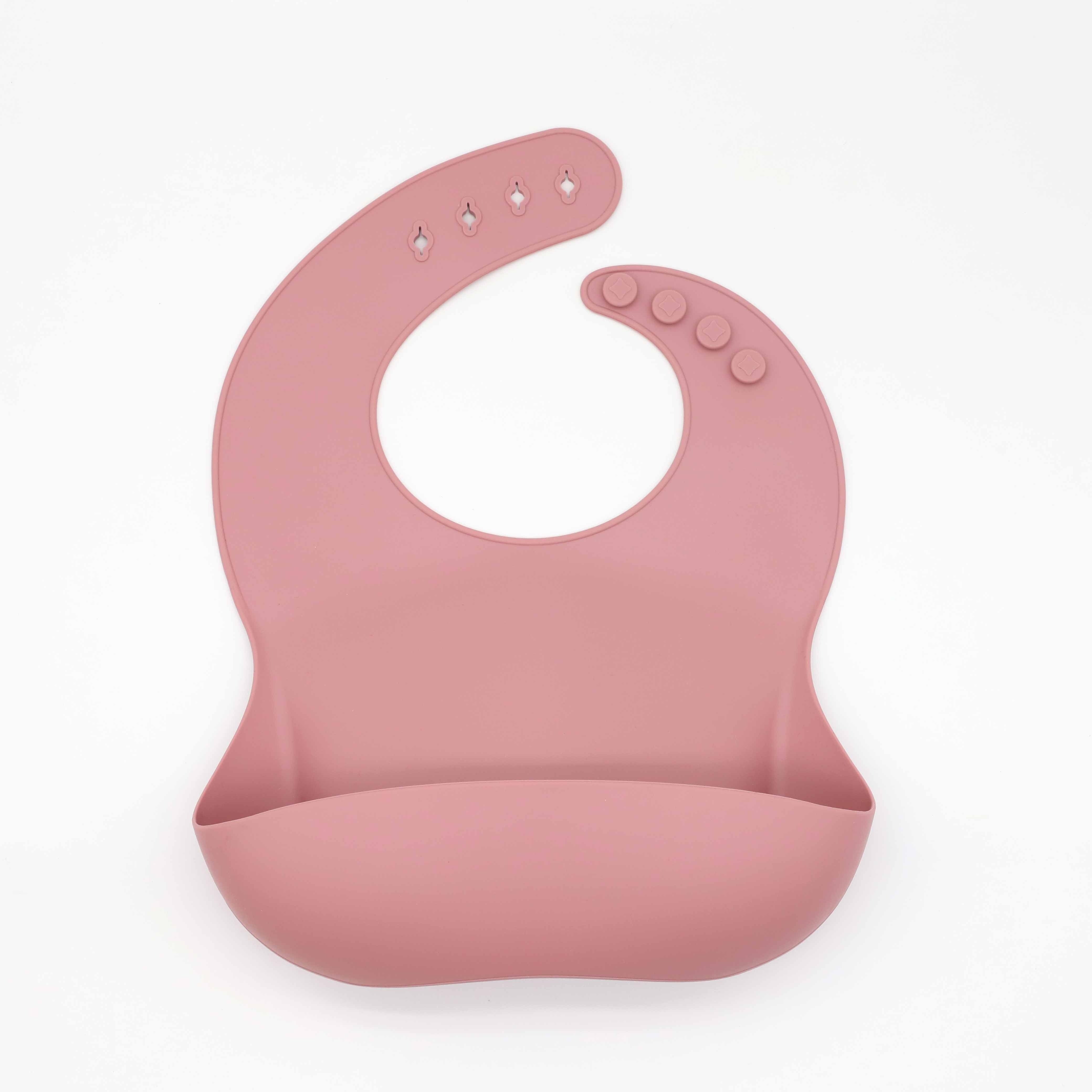 Adjustable Food Grade Silicone Feeding Bib for Babies and Toddlers with Food Catch Pocket
