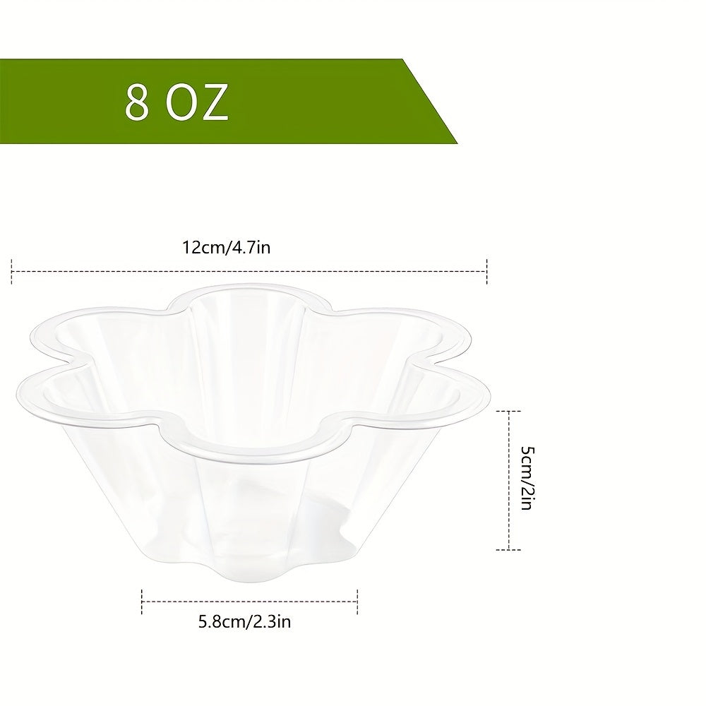 100 Pack 8oz Clear Plastic Ice Cream Cups Disposable Bowls for Sundaes Yogurt Parfaits