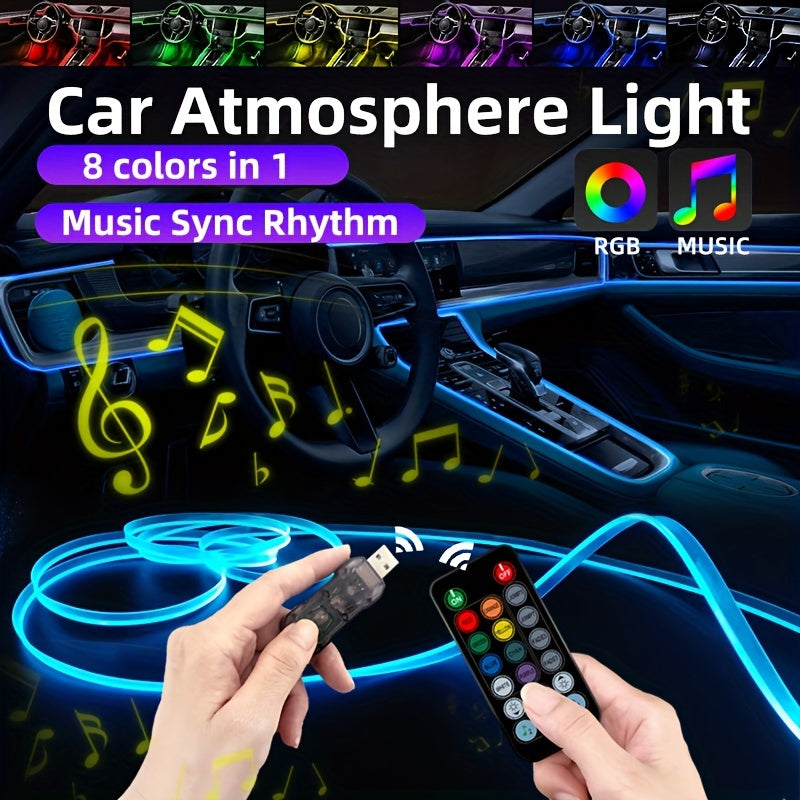 Luces LED de tira interior para coche RGB de 24V con control remoto y botón de música