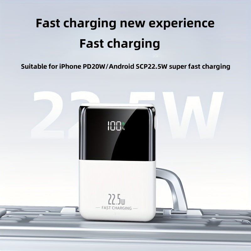 Small Portable Power Bank 10000mAh Fast Charging Dual Input Output Compatible with Android and iPhone