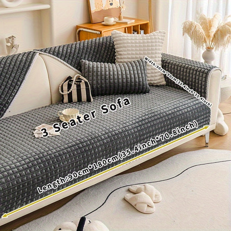 Funda de sofá de terciopelo con respaldo antideslizante para todas las estaciones, amigable con las mascotas, decoración para sala de estar y oficina