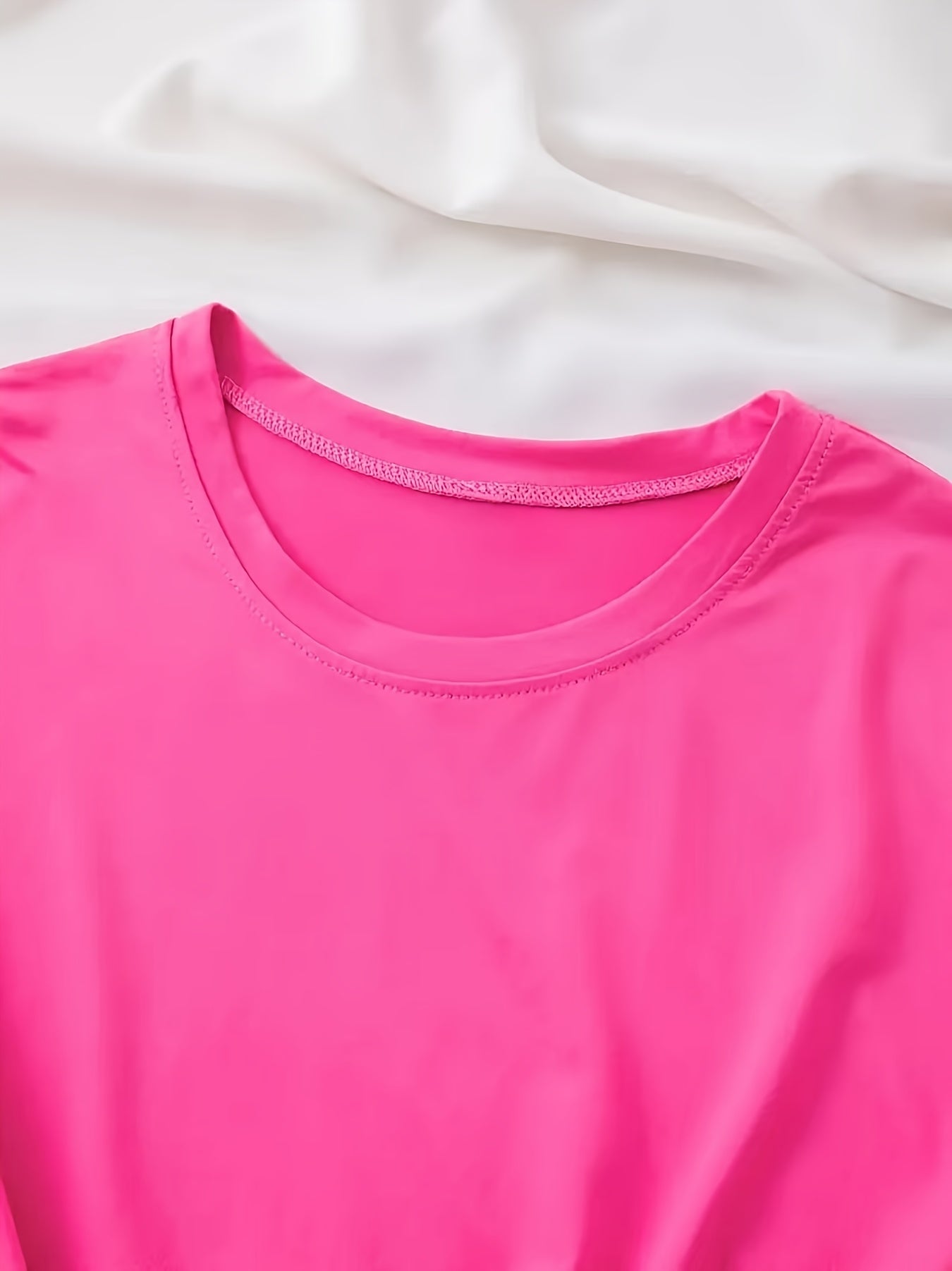 Plus Size Women's Pink Graphic T-Shirt Short Sleeve Summer Beach Wear