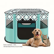 Large Portable Pet Playpen with Storage Bag Mesh Dog Kennel for Medium to Large Pets