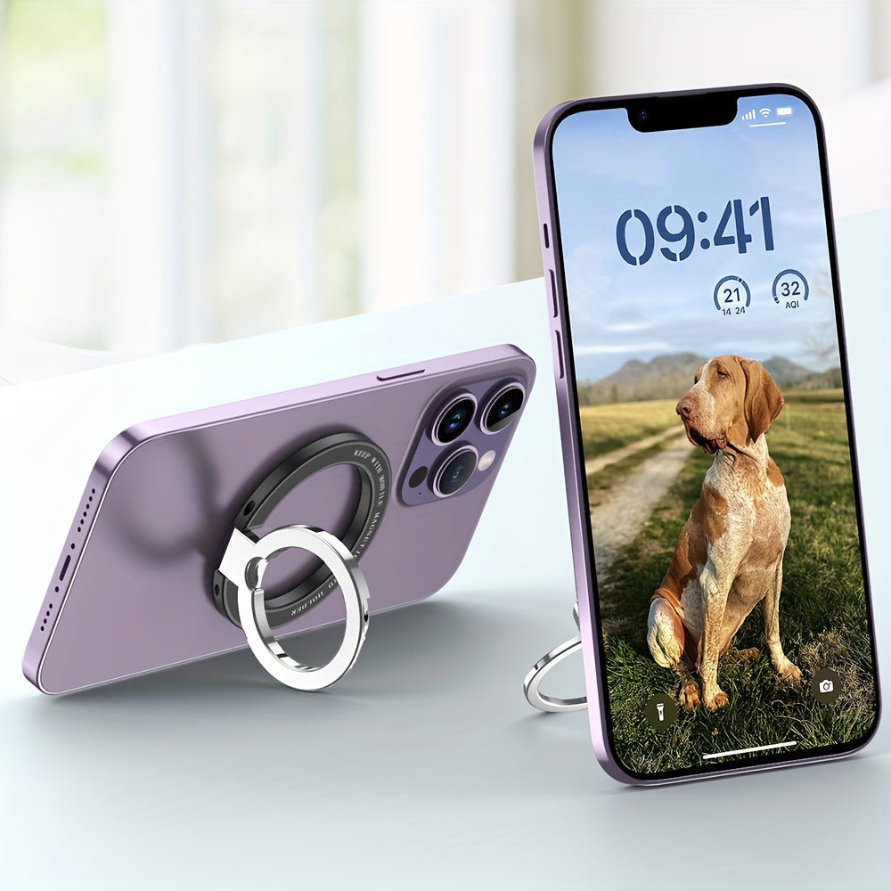 Metal Zinc Alloy Magnetic Phone Ring Holder 360° Rotating Folding Ultra-Thin Car Desktop Compatible