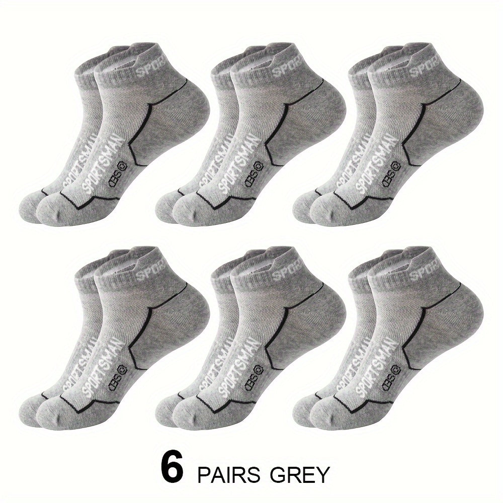 Men's Short Socks 6 Pairs Breathable Sweat-Absorbing All-Season Casual Low-Cut