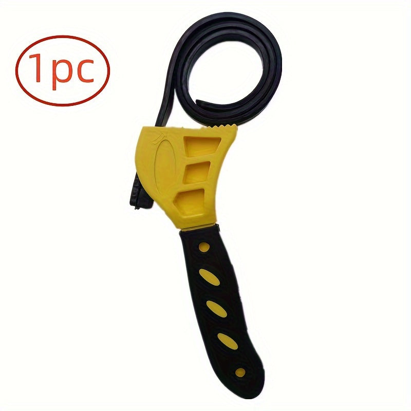 Adjustable Rubber Belt Wrench for Bottle Opening, Pipe Tightening, and Engine Work