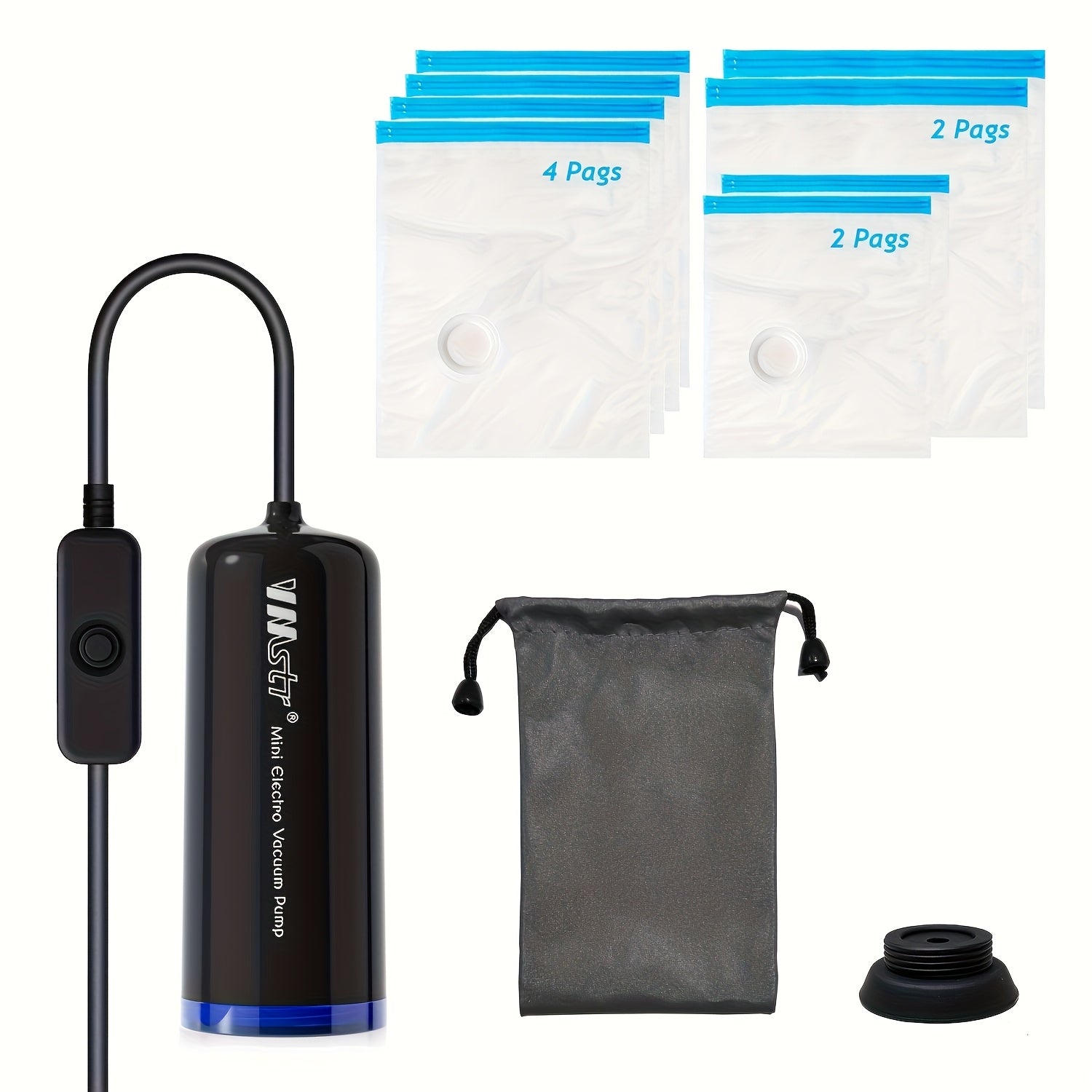 Yuqori tortish uchun vakuum sumkasi bilan qora USB plaginli vakuum mashinasi, vakuum sumkasi bilan saqlash va 3D chop etish ipak iste'mol materiallarini saqlash uchun ideal.