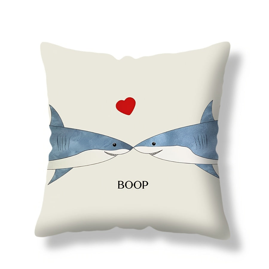 Shark Throw Pillow Cover Ocean Themed Decorative Cushion Case 45cm x 45cm