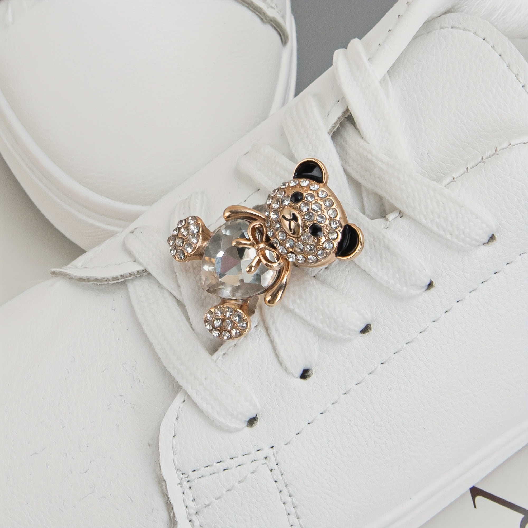 Cute Teddy Bear and Heart Shoe Charms Zinc Alloy Crystal Accents for Sneakers