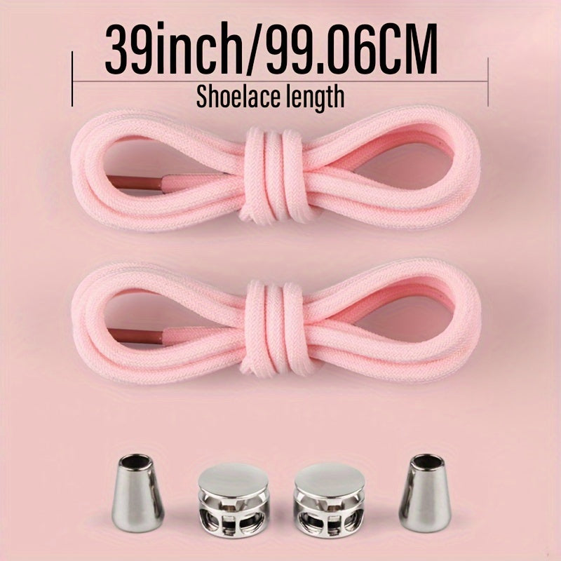 Unisex Metal Round Tie-Free Shoelaces High Elasticity for Boots