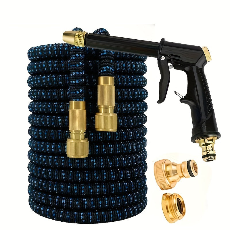 Расширяемый резиновый садовый шланг с насадкой для высокого давления для полива и мойки