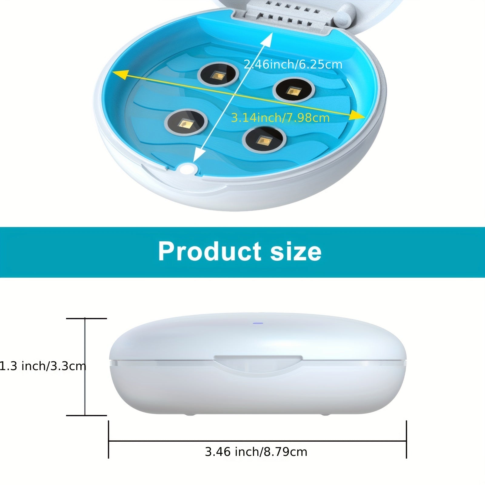 LED UV Retainer Cleaning Case with UVC Technology and Rechargeable Battery