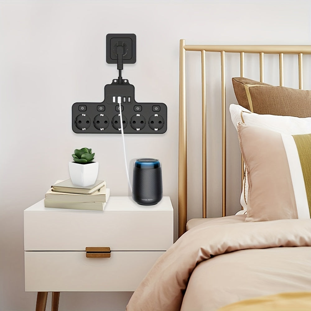 Европатическая розетка с выключателем и USB-зарядным устройством огнеупорного дизайна для дома, офиса, спальни