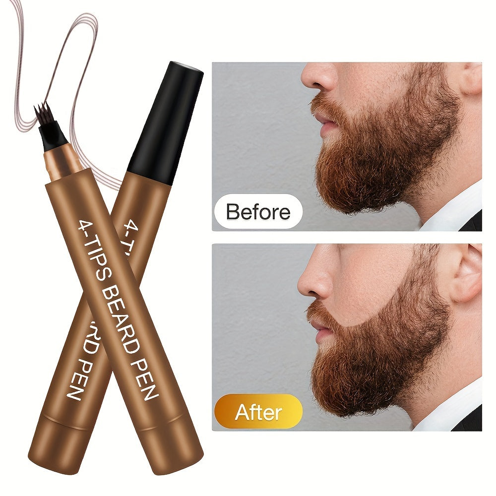 Bolígrafo para barba para hombres, con punta en forma de tenedor de 4 puntas, resistente al sudor, relleno de barba de larga duración