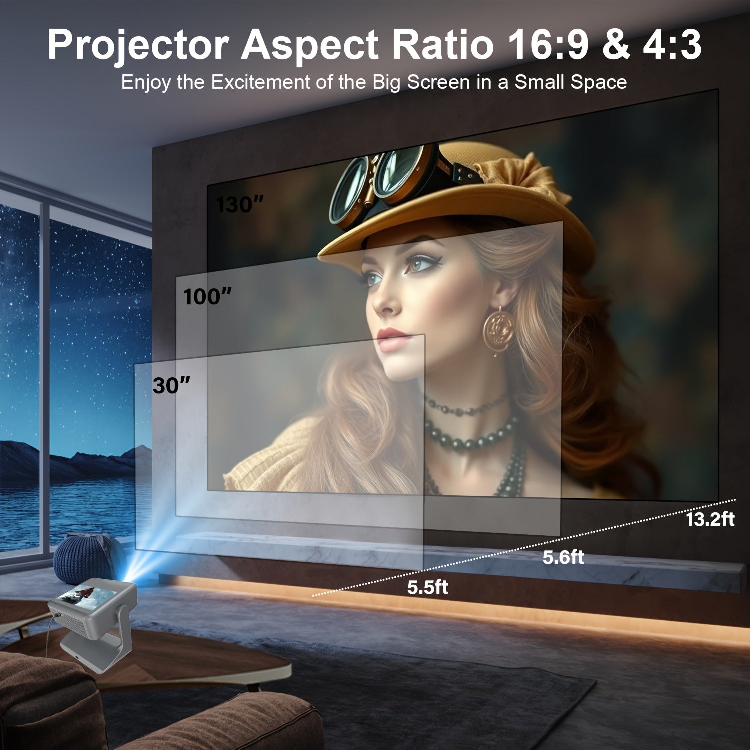 Портативный 4K сенсорный проектор с автофокусом, WiFi6, 1080P, домашний кинотеатр