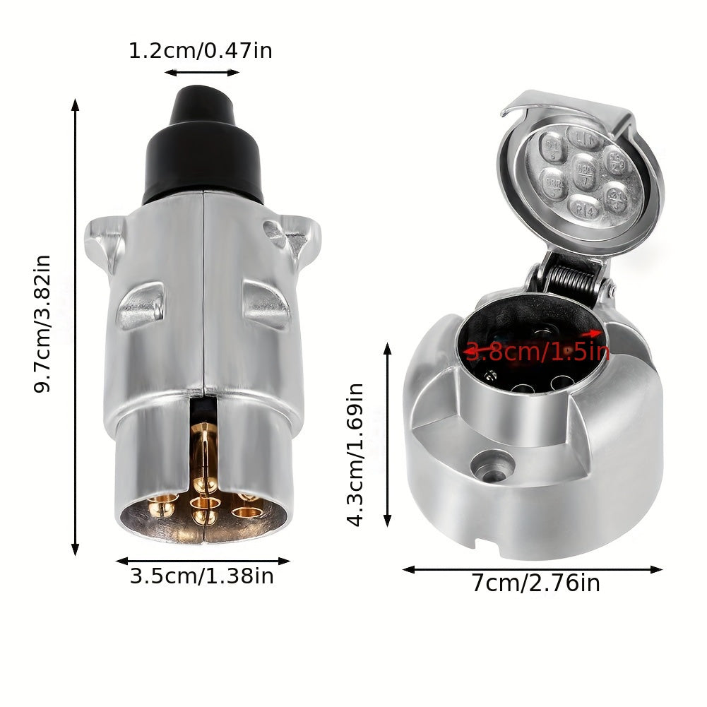 Juego de conectores metálicos universales para remolque de aluminio de 7 pines para remolques de RV