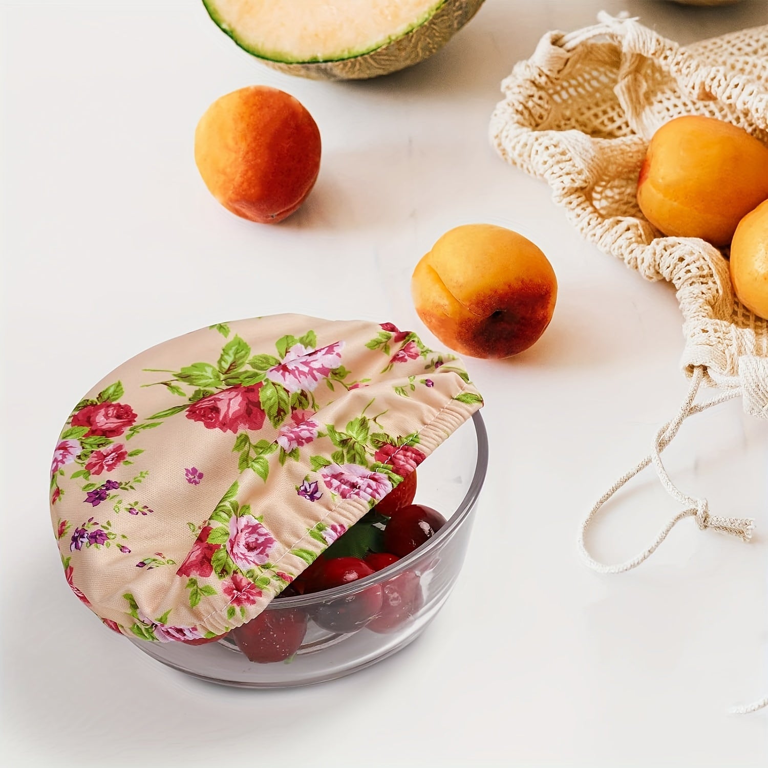 5 ta qayta ishlatiladigan mato idish qopqog'i, oziq-ovqat saqlash uchun 5 o'lchamda