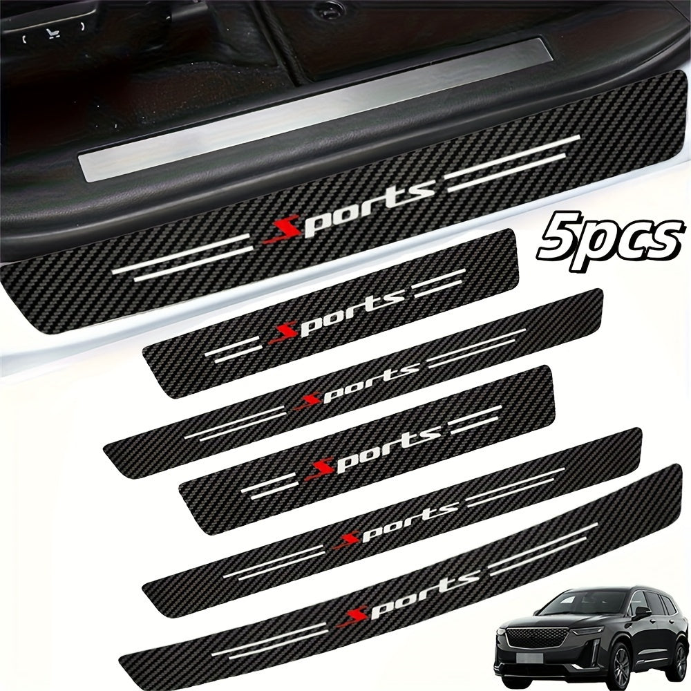 Universal Car Door Sill Protectors Faux Leather Threshold Strips 5-Pack