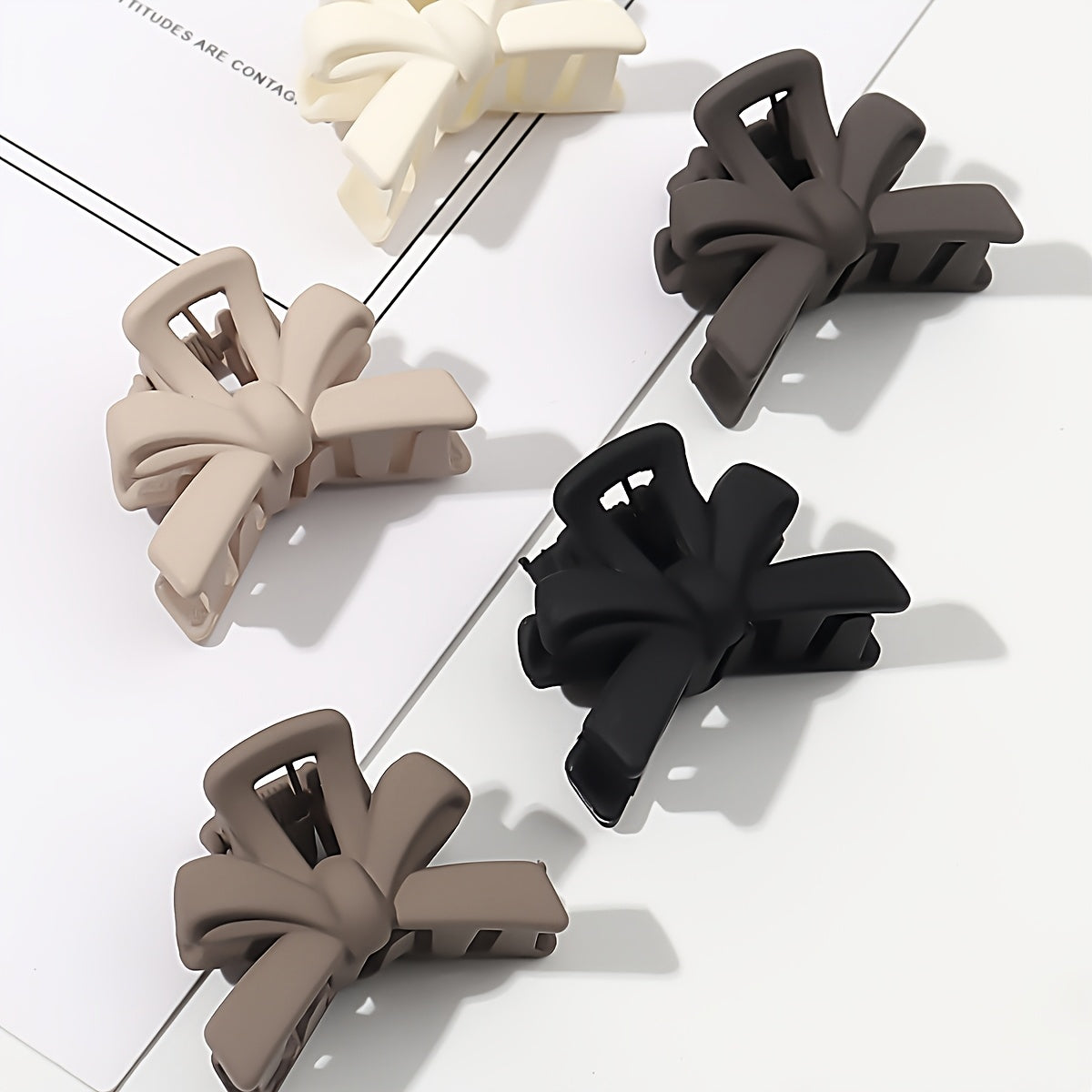Set of 5 Small Frosted Black Bow Hair Clips for Princess Hairstyles