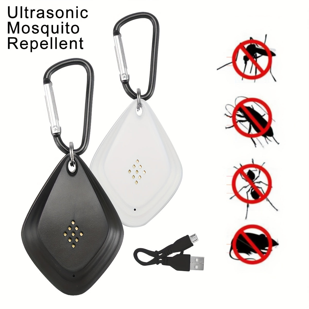 Portable USB Pest Repeller Black ABS Insect Deterrent for Camping and Home