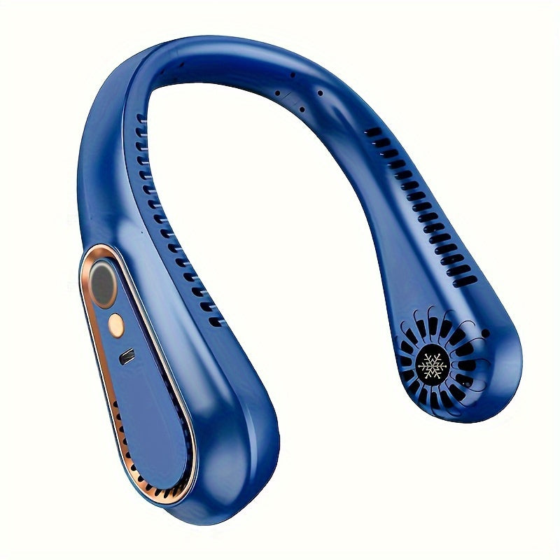 Bladeless Hanging Neck Fan USB Rechargeable 5 Speeds Digital Display Portable Outdoor Sports