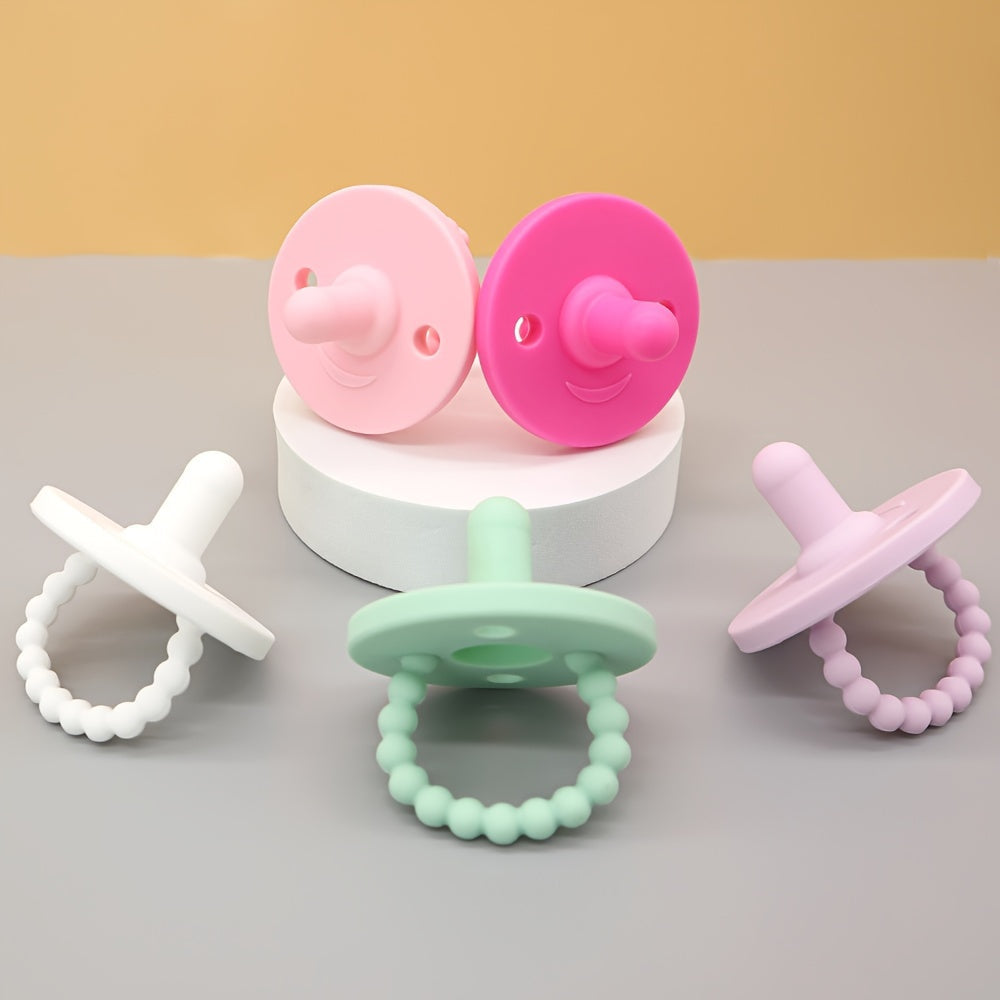 Soft Silicone Pacifier for Newborns with Cute Round Shape Teething Soother