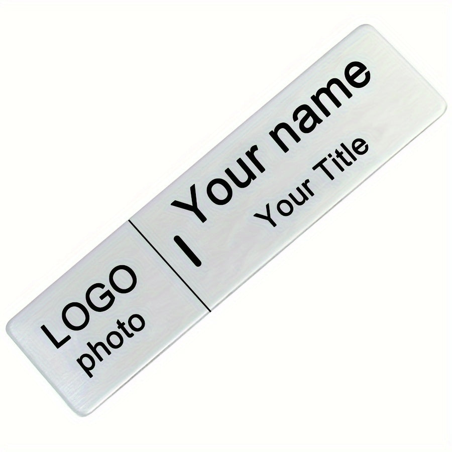 Customizable Rectangular Brooch with Personalized Logos and Photos in Stainless Steel