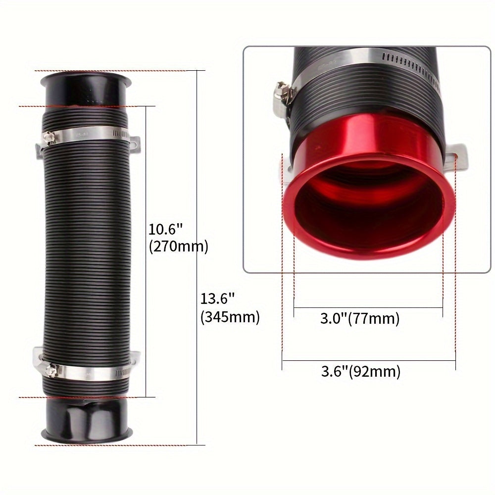 Flexible Aluminum Cold Air Intake Duct 76mm Red Filter Automotive Hose