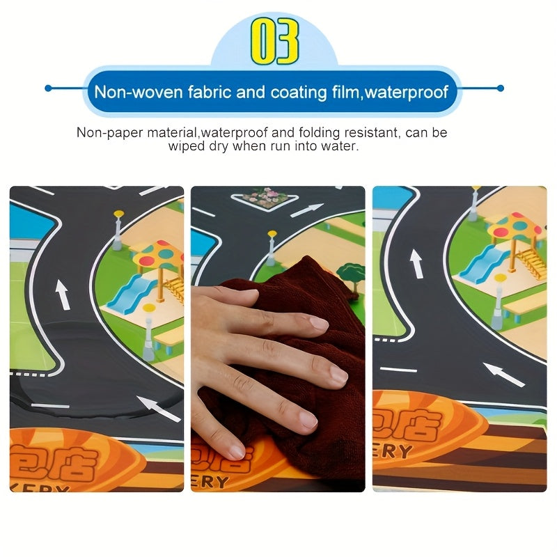 Large Kids Play Mat with Parking Scene Maps Waterproof Play Mat for Ages 3+ in Mixed Color