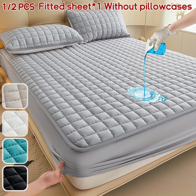 Односпальная простыня - водонепроницаемый TPU материал, утолщенная, стеганая и дышащая, мягкая и комфортная, квадратный цвет (наволочка продается отдельно)