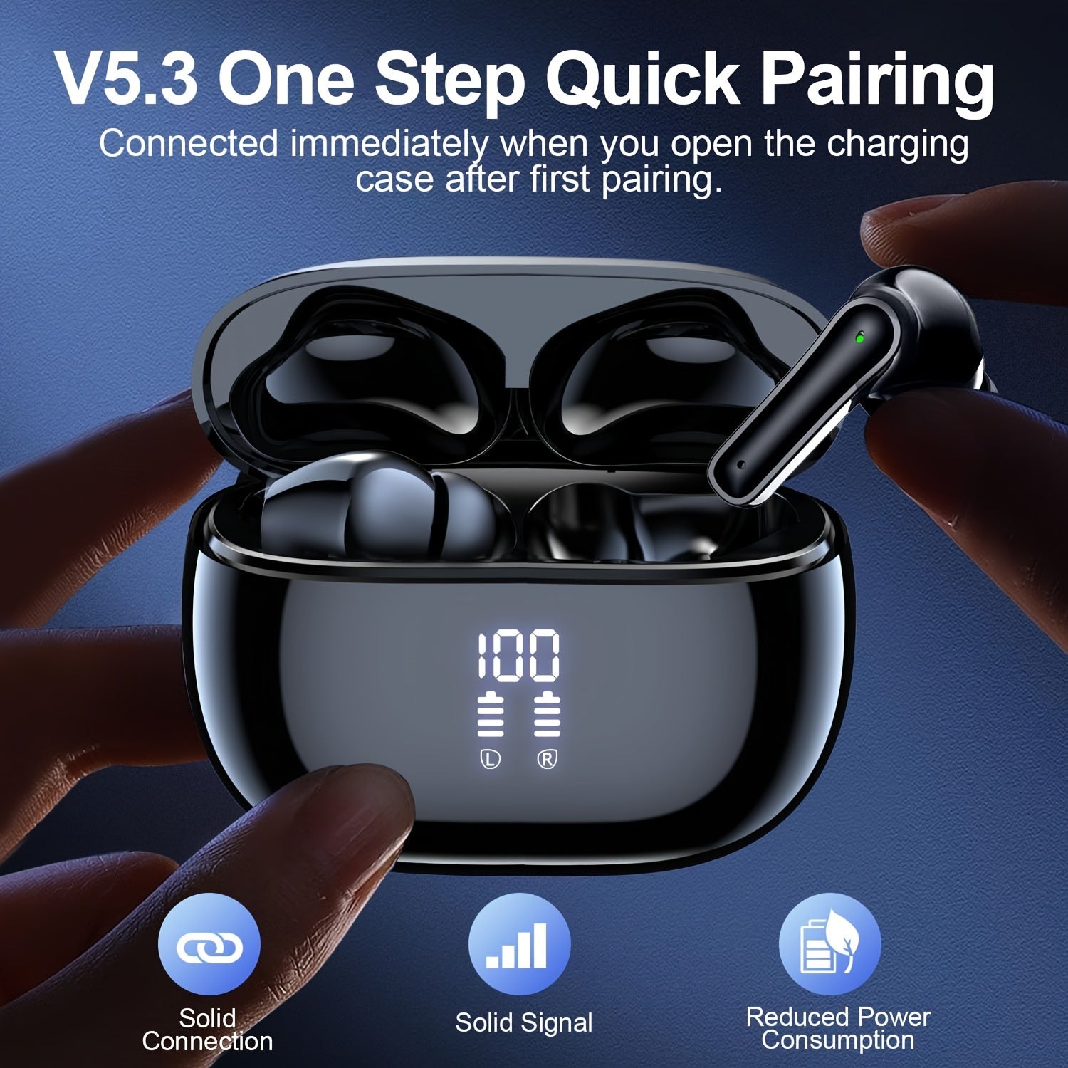 Wireless Earbuds Touch Control Noise Reduction Microphone USB Type-C Charging Case 15 Hour Playtime