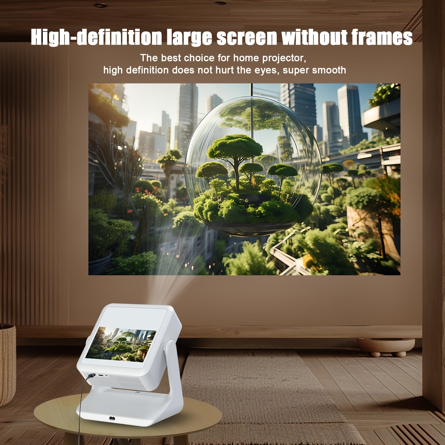 Proyector portátil Full HD 1080P con enfoque automático compatible con Wi-Fi para oficina en casa