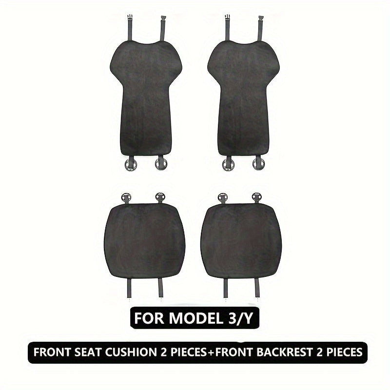 All-Season Flannel Seat Cushion Covers for Tesla Model 3 and Y Rear and Front Seats