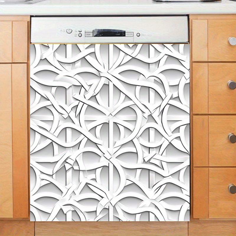 Oq geometrik reliefli suv o'tkazmaydigan PVC idish-tovoq magnit 58.5x65 sm uchun muzlatgich, kir yuvish mashinasi