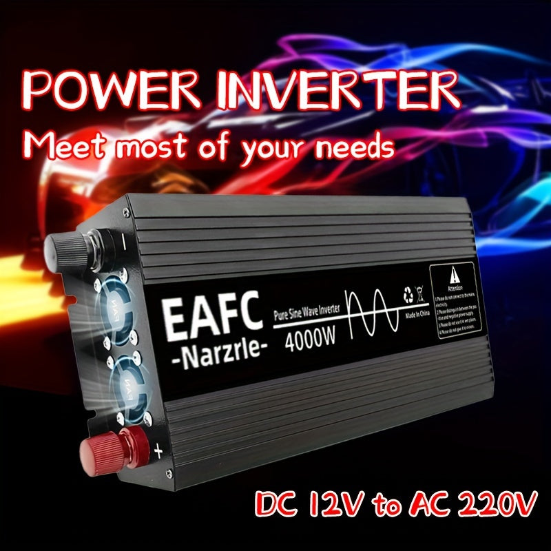 Car Power Inverter 12V to 220V Pure Sine Wave 2000W Continuous Peak 4000W