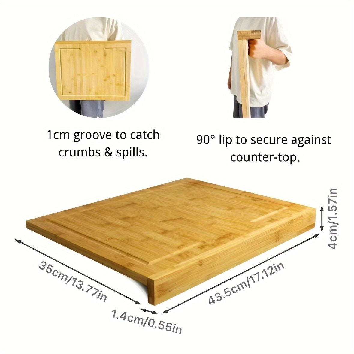 Bamboo Chopping Board with Anti-Skid Edge Water-Resistant Kitchen Cutting Surface