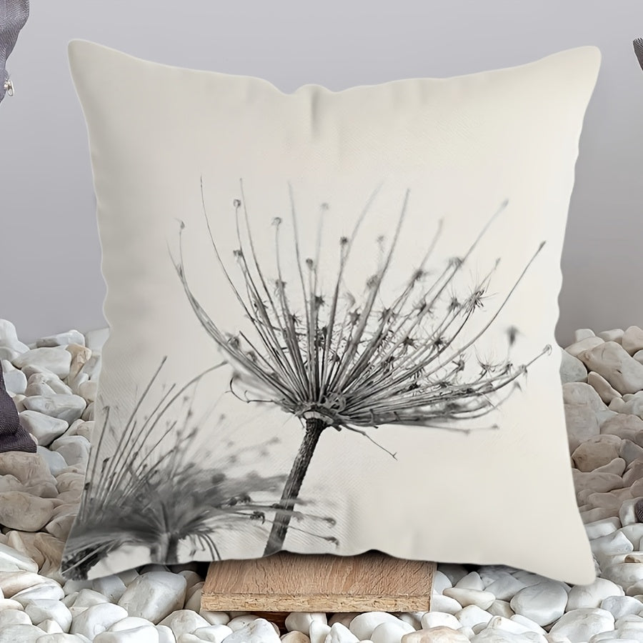 Dandelion Print Square Cushion Cover 44.96cm Polyester Zippered Single-Sided