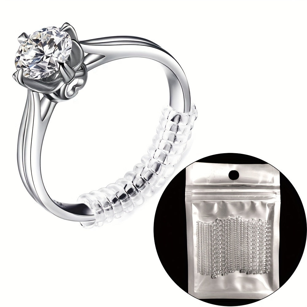 Invisible Ring Sizing Kit with 4 Clear Silicone Fasteners for Loose Rings