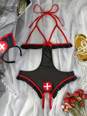 Women's Lace Satin Lingerie Set with Underwire and Adjustable Straps