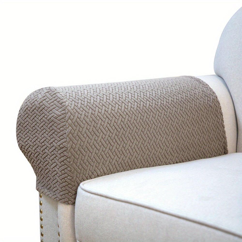 2-Piece Stretch Knitted Armrest Covers for Furniture Protection Sofa Chair Recliner Couch