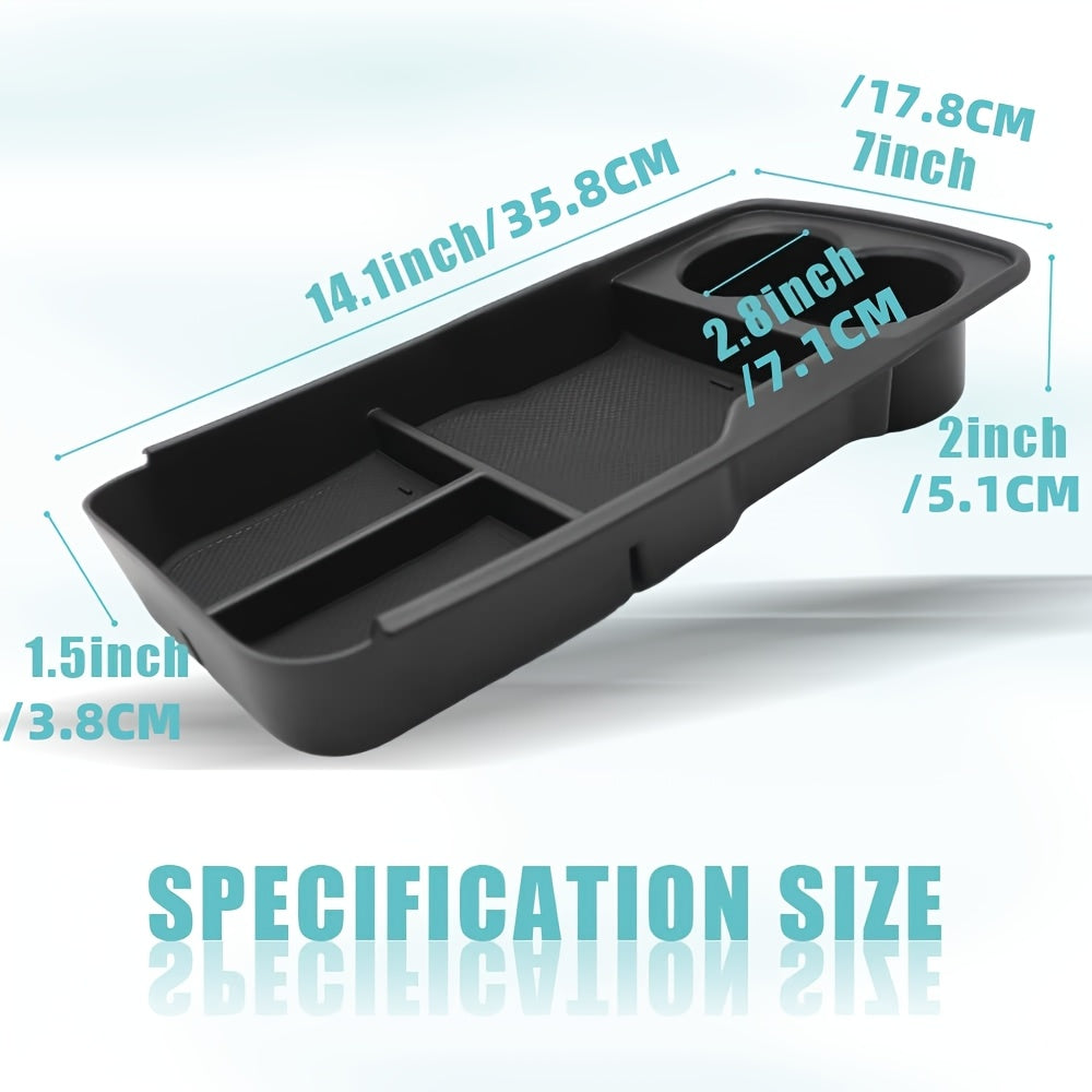 Car Interior Organizer Non-Slip Cup Holders Open Storage Tray Durable Box