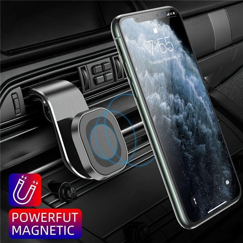 Universal Aluminum Alloy Magnetic Car Phone Holder L-Shaped Vent Mount Durable Anti-Shake