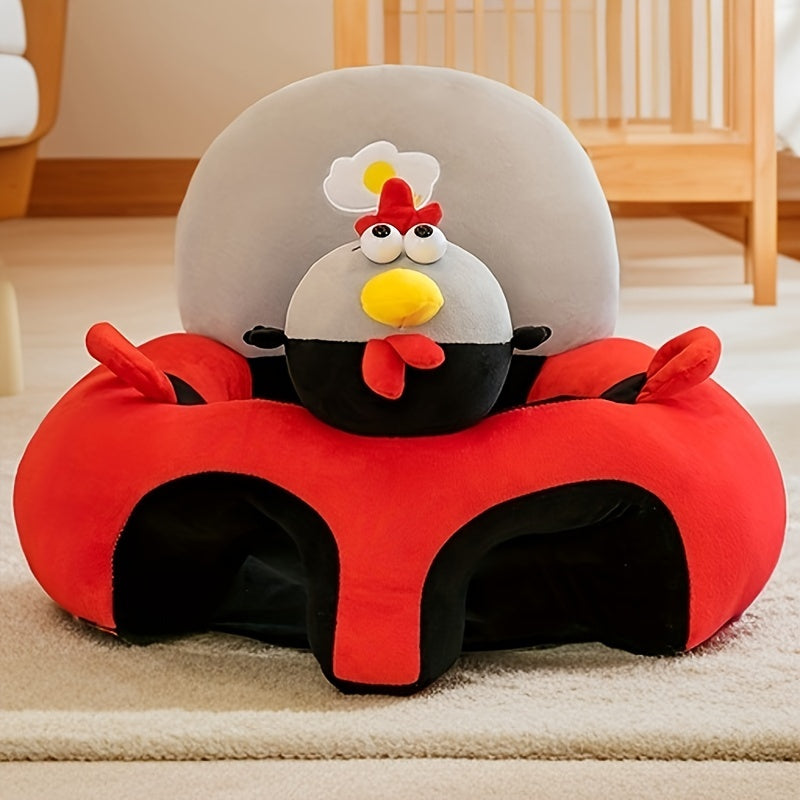 Baby Floor Seat with Plush Animal Design Support for Sitting Up Learning to Sit