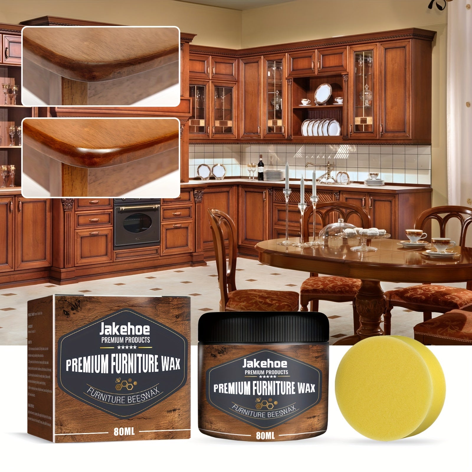 Wood Care Kit with Beeswax for Floors Cabinets Scratch Repair