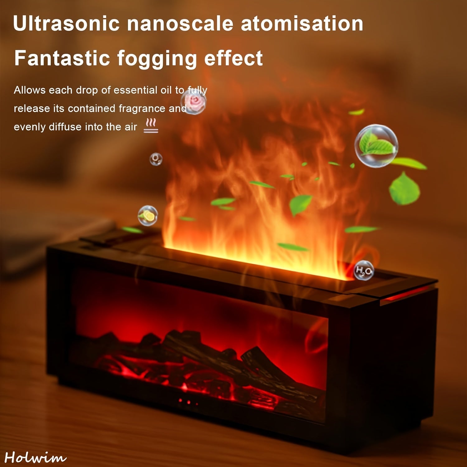 Aromatherapy Diffuser with Flame Light 150ml Cool Mist Humidifier Remote Control