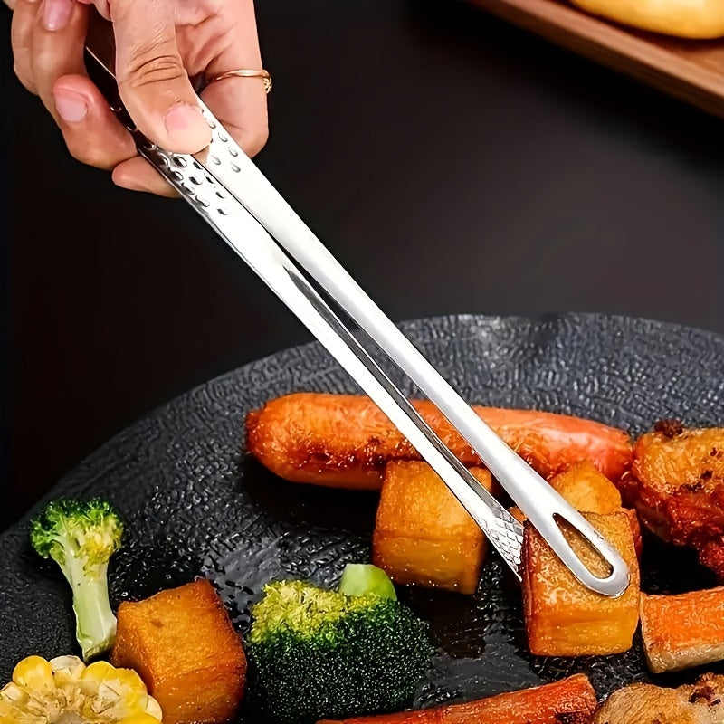 Golden Stainless Steel BBQ Tongs Set for Grilling and Food Serving