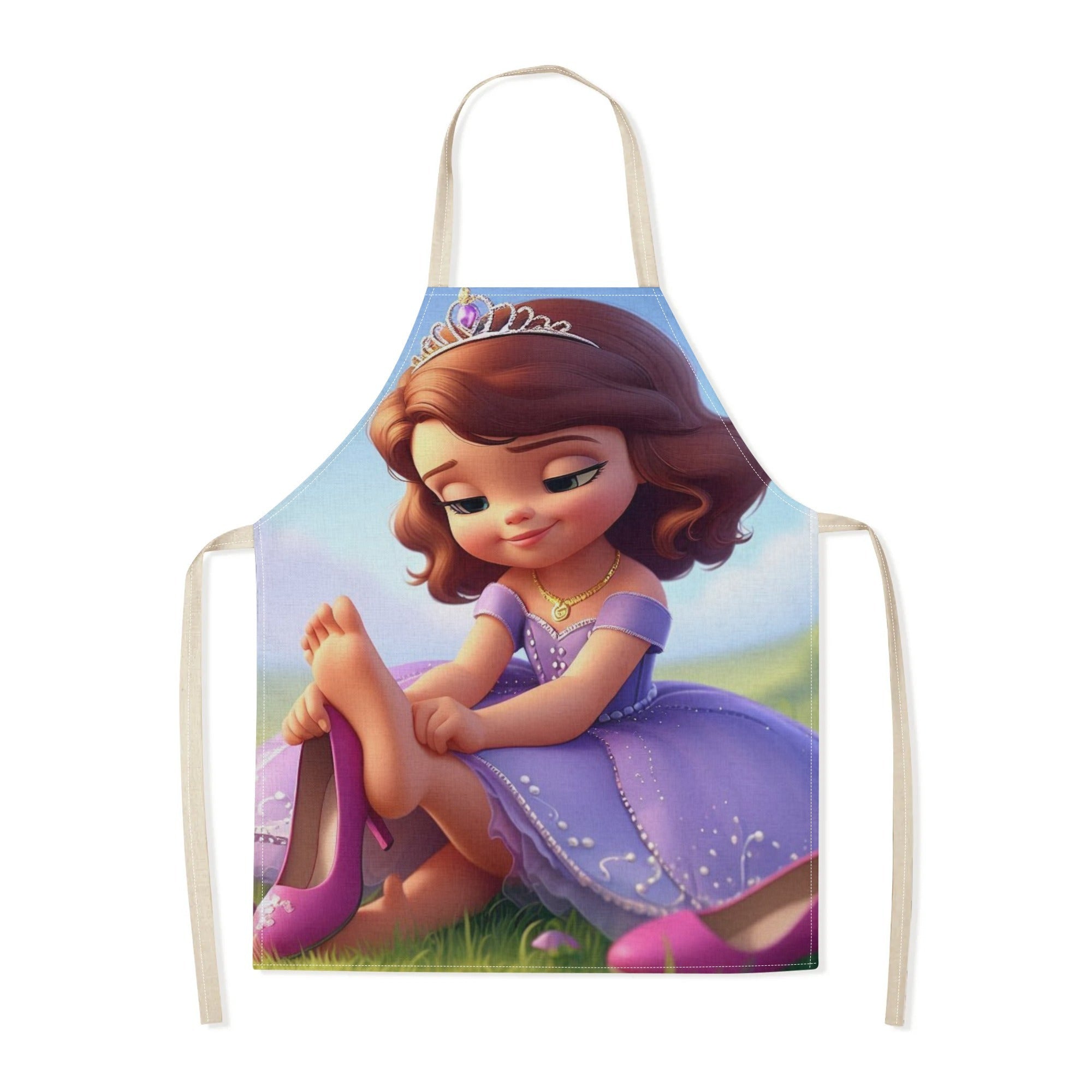 Mustahkam Polyester Disney Elsa Suvga chidamli Apron - Yorqin Multfilm Malika Dizayni bilan - Uy, Restoranlar, Kafelar va Boshqalar uchun mukammal - Zamonaviy va Oddiy Gul Nizomi kiritilgan