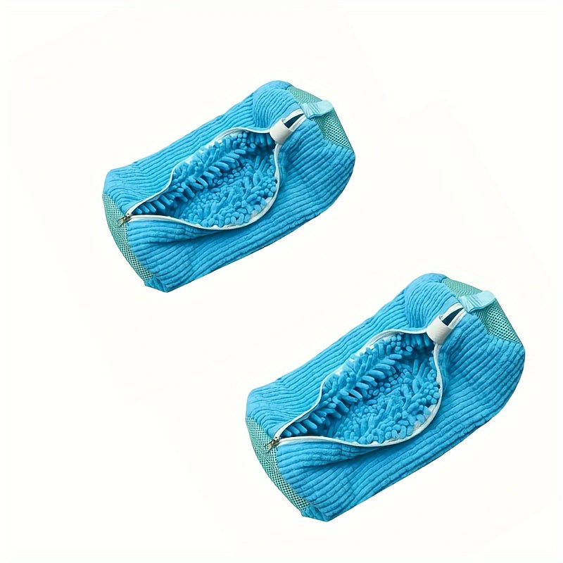 Juego de 2 bolsas de lavado para zapatos, protectores de lavandería para zapatillas, tenis, sandalias, azul, gris, amarillo