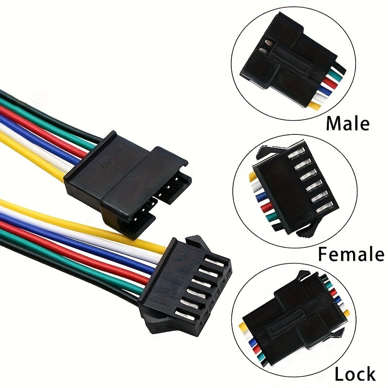 5 Pairs JST SM Series Male Female Cable Connectors for LED Strip Light Drivers 2/3/4/5/6 Pin